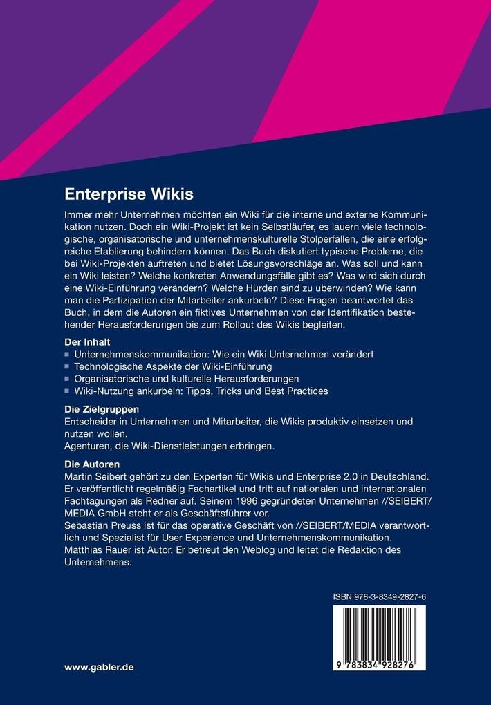 Weitere Ansicht: Enterprise Wikis | Martin Seibert, Sebastian Preuss, Mathias Rauer
