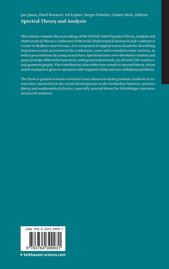 Weitere Ansicht: Spectral Theory and Analysis