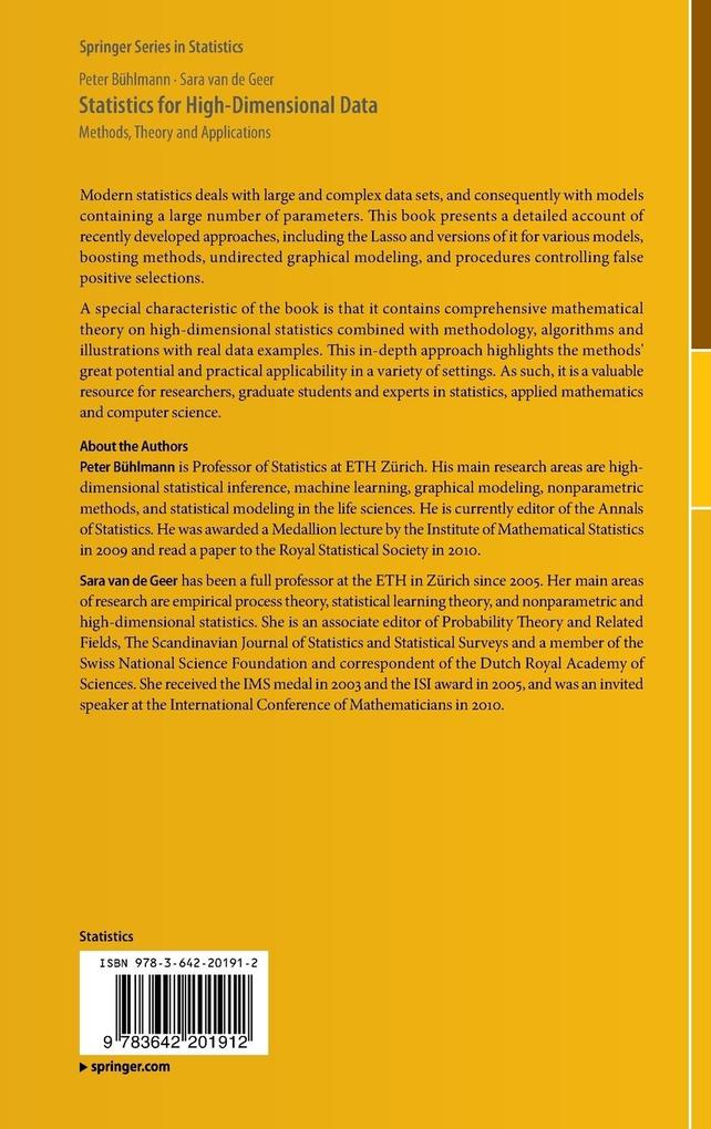 Weitere Ansicht: Statistics for High-Dimensional Data | Peter Bühlmann, Sara van de Geer