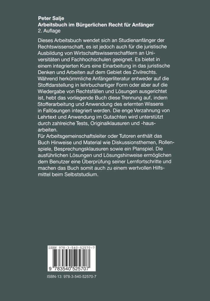 Weitere Ansicht: Arbeitsbuch im Bürgerlichen Recht für Anfänger | Peter Salje