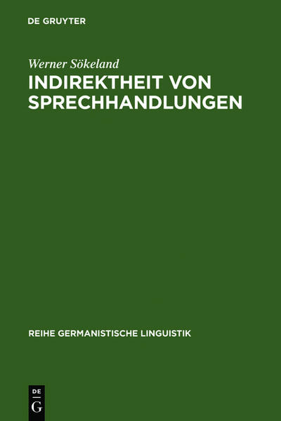 Produktbild: Indirektheit von Sprechhandlungen | Werner Sökeland