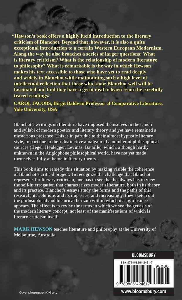 Weitere Ansicht: Blanchot and Literary Criticism | Mark Hewson