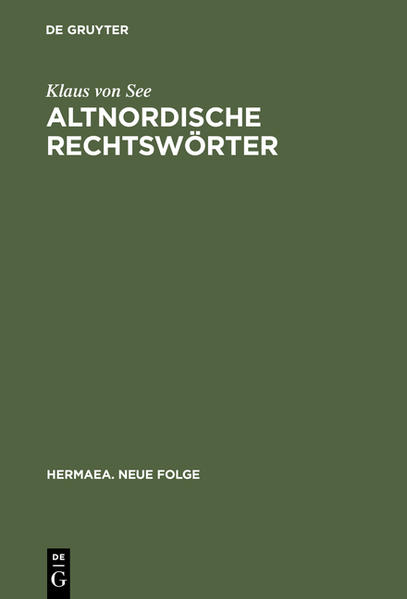 Produktbild: Altnordische Rechtswörter | Klaus von See
