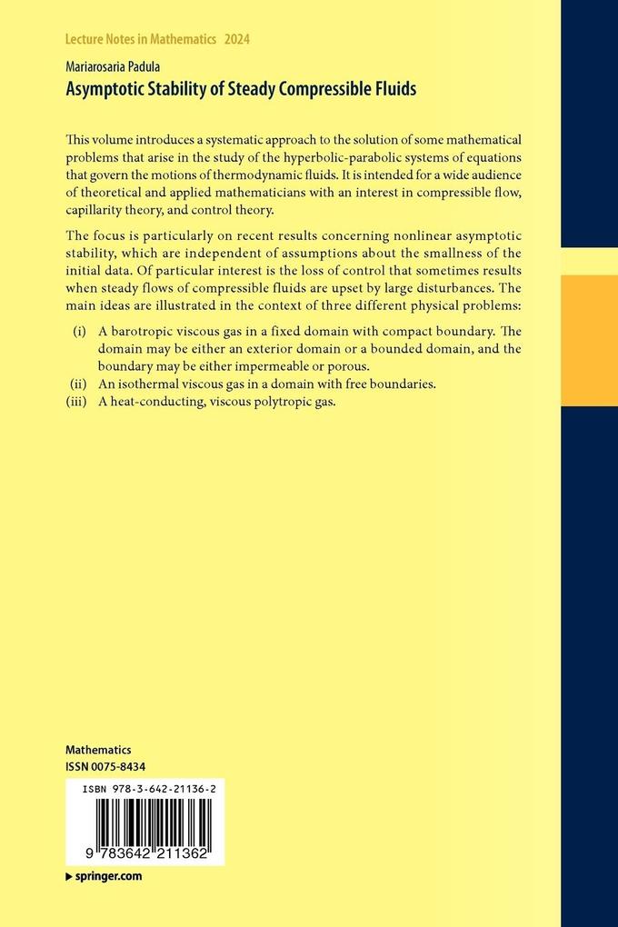 Weitere Ansicht: Asymptotic Stability of Steady Compressible Fluids | Mariarosaria Padula