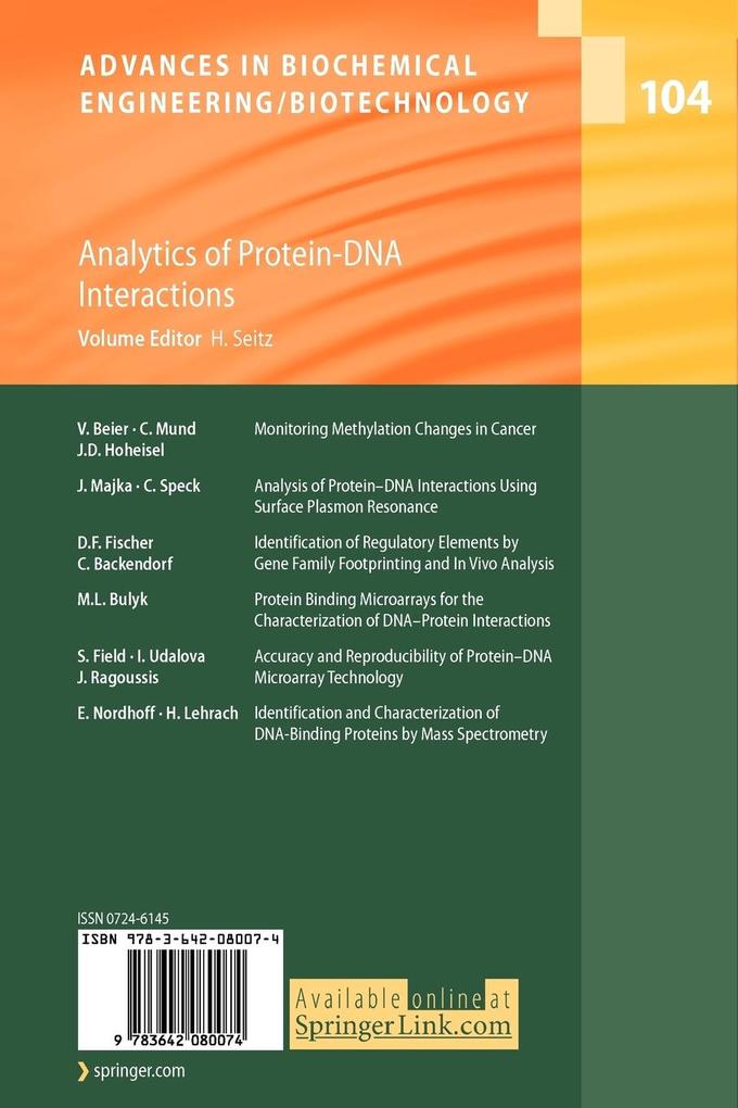 Weitere Ansicht: Analytics of Protein-DNA Interactions