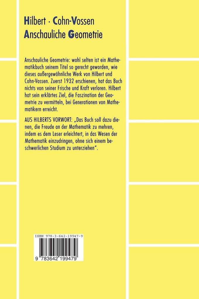 Weitere Ansicht: Anschauliche Geometrie | David Hilbert, Stephan Cohn-Vossen