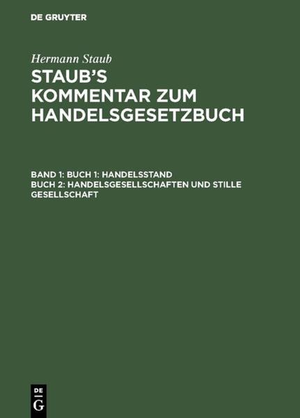 Produktbild: Buch 1: Handelsstand, Buch 2: Handelsgesellschaften und stille Gesellschaft | Hermann Staub