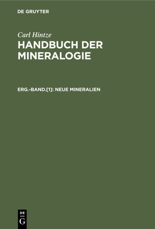 Produktbild: Neue Mineralien | Carl Hintze