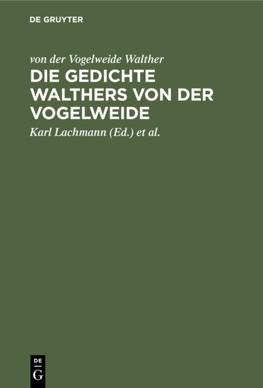Produktbild: Die Gedichte Walthers von der Vogelweide | von der Vogelweide Walther