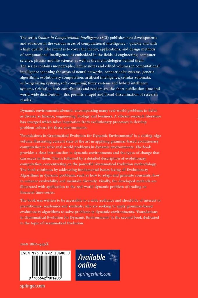 Weitere Ansicht: Foundations in Grammatical Evolution for Dynamic Environments | Anthony Brabazon, Ian Dempsey, Michael O'Neill