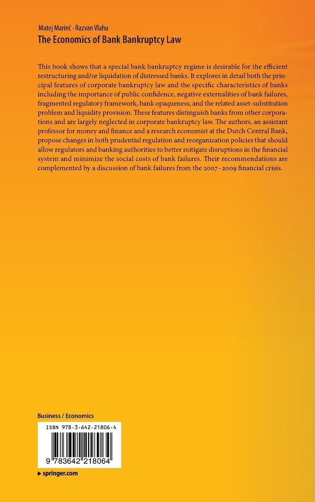 Weitere Ansicht: The Economics of Bank Bankruptcy Law | Matej Marin, Razvan Vlahu