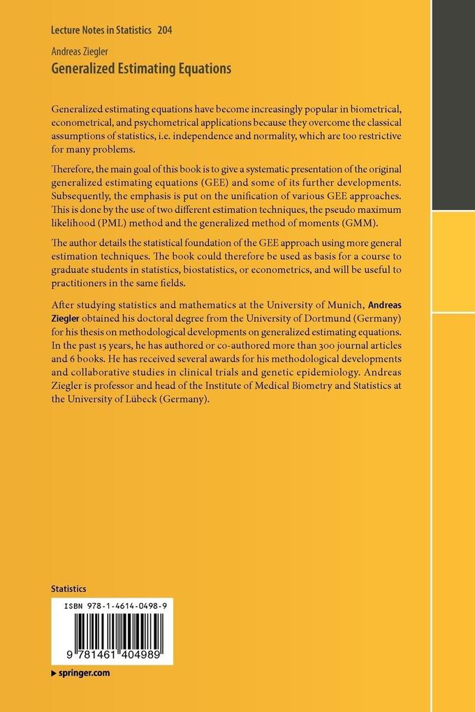 Weitere Ansicht: Generalized Estimating Equations | Andreas Ziegler