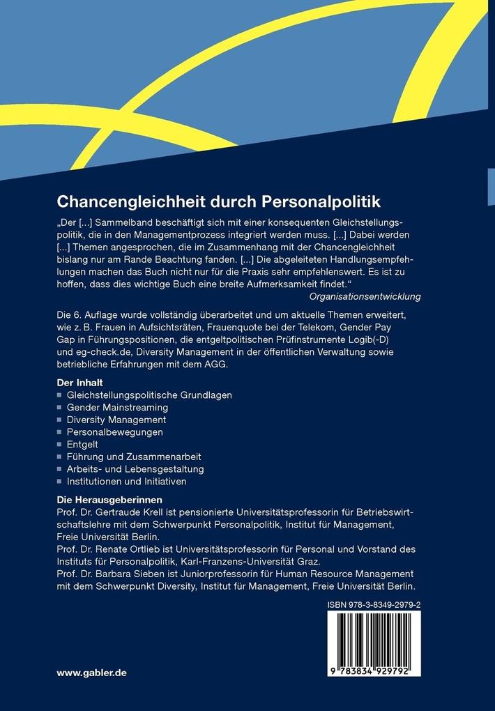 Weitere Ansicht: Chancengleichheit durch Personalpolitik | Gertraude Krell, Renate Ortlieb, Barbara Sieben, Sünne Andresen, Manfred Auer