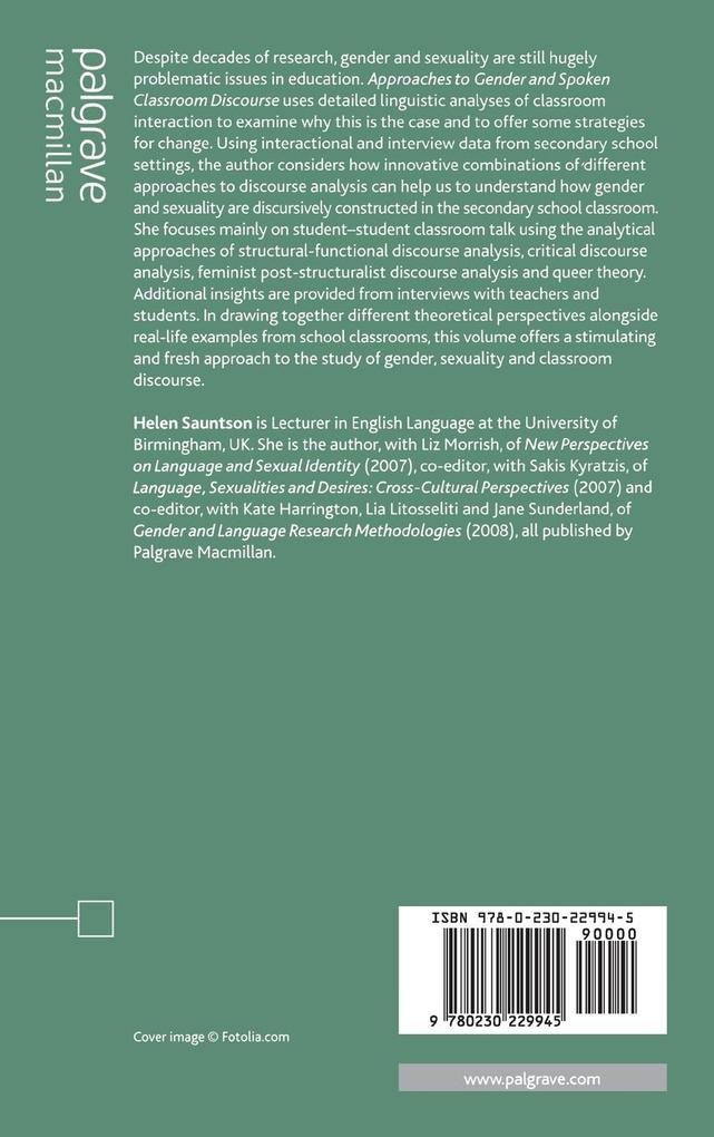 Weitere Ansicht: Approaches to Gender and Spoken Classroom Discourse | Helen Sauntson