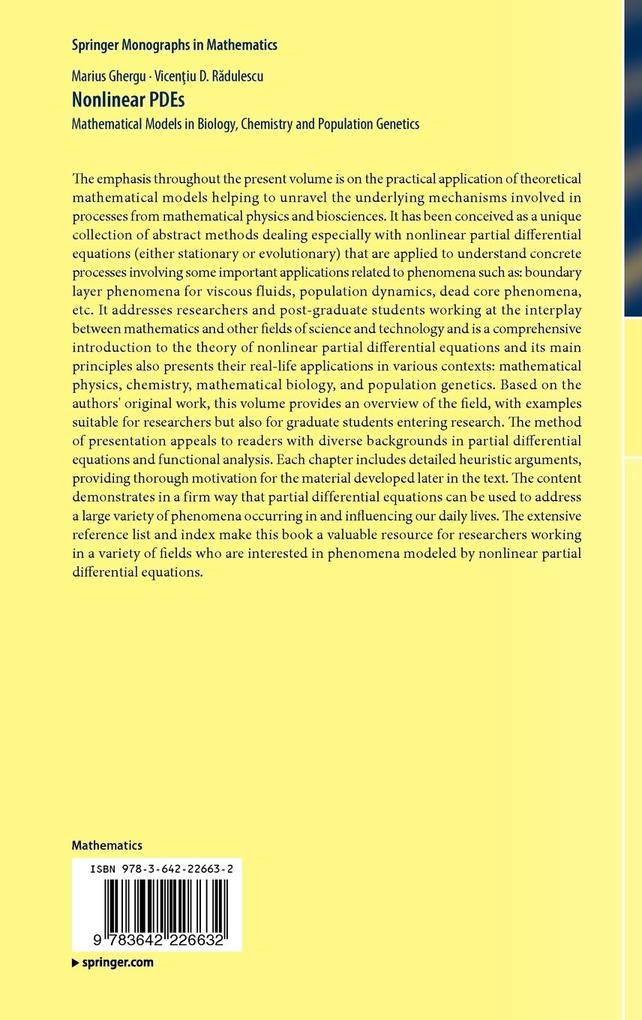 Weitere Ansicht: Nonlinear PDEs | Marius Ghergu, Vicentiu RADULESCU