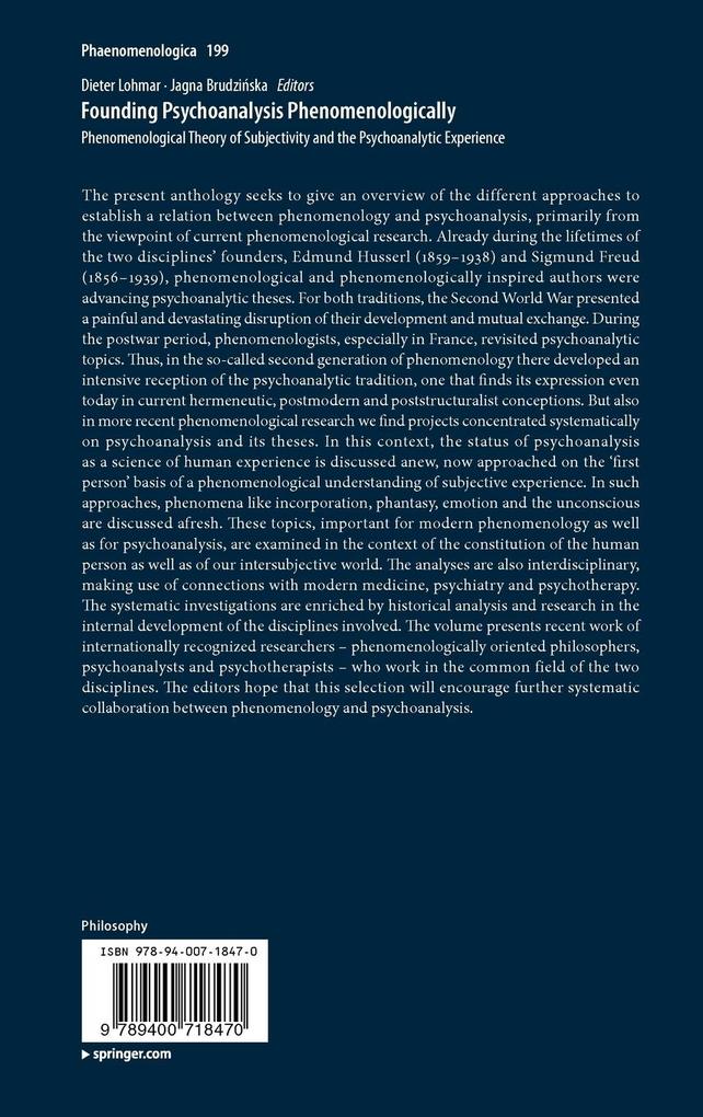 Weitere Ansicht: Founding Psychoanalysis Phenomenologically