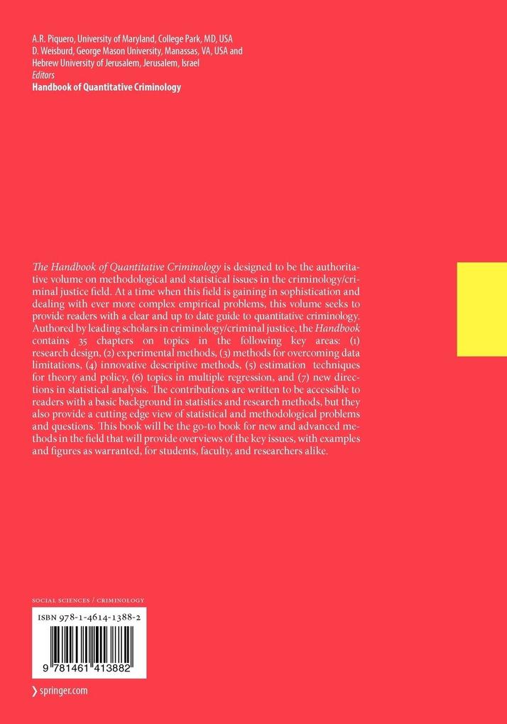 Weitere Ansicht: Handbook of Quantitative Criminology