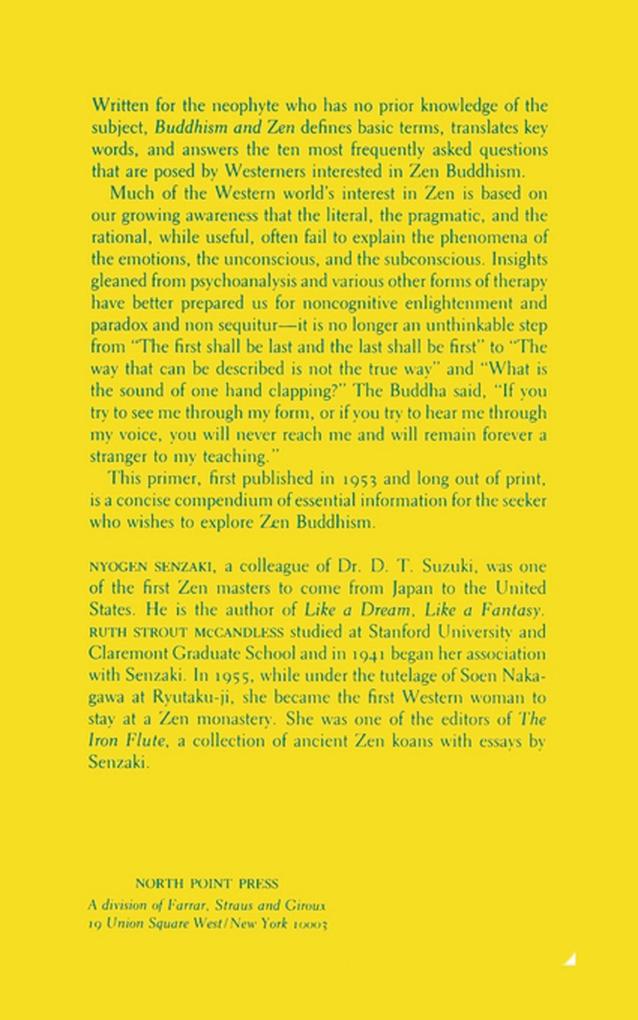 Weitere Ansicht: Buddhism and Zen | Nyogen Senzaki, Ruth Strout-Mccandless