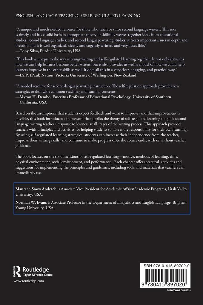 Weitere Ansicht: Principles and Practices for Response in Second Language Writing | Norman W. Evans, Maureen Snow Andrade