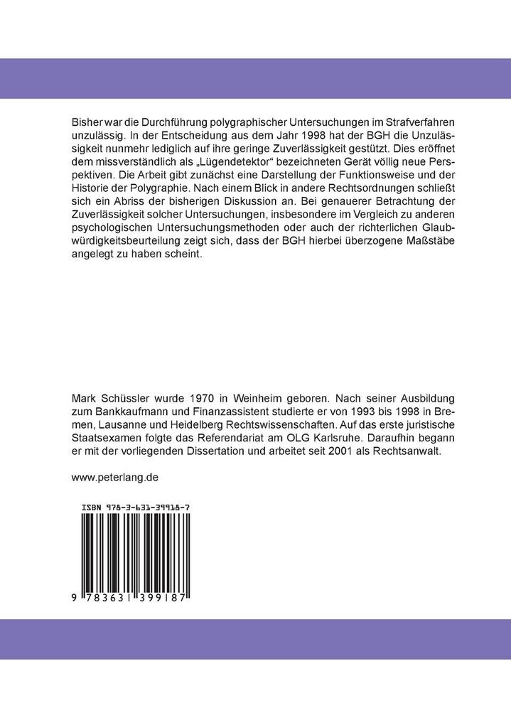 Weitere Ansicht: Polygraphie im deutschen Strafverfahren | Mark Schüssler