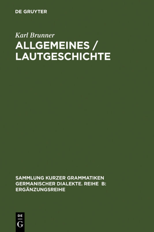 Produktbild: Allgemeines / Lautgeschichte | Karl Brunner