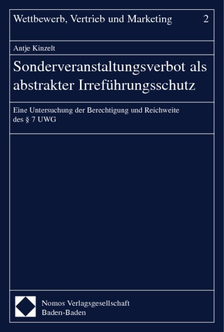 Produktbild: Sonderveranstaltungsverbot als abstrakter Irreführungsschutz | Antje Kinzelt
