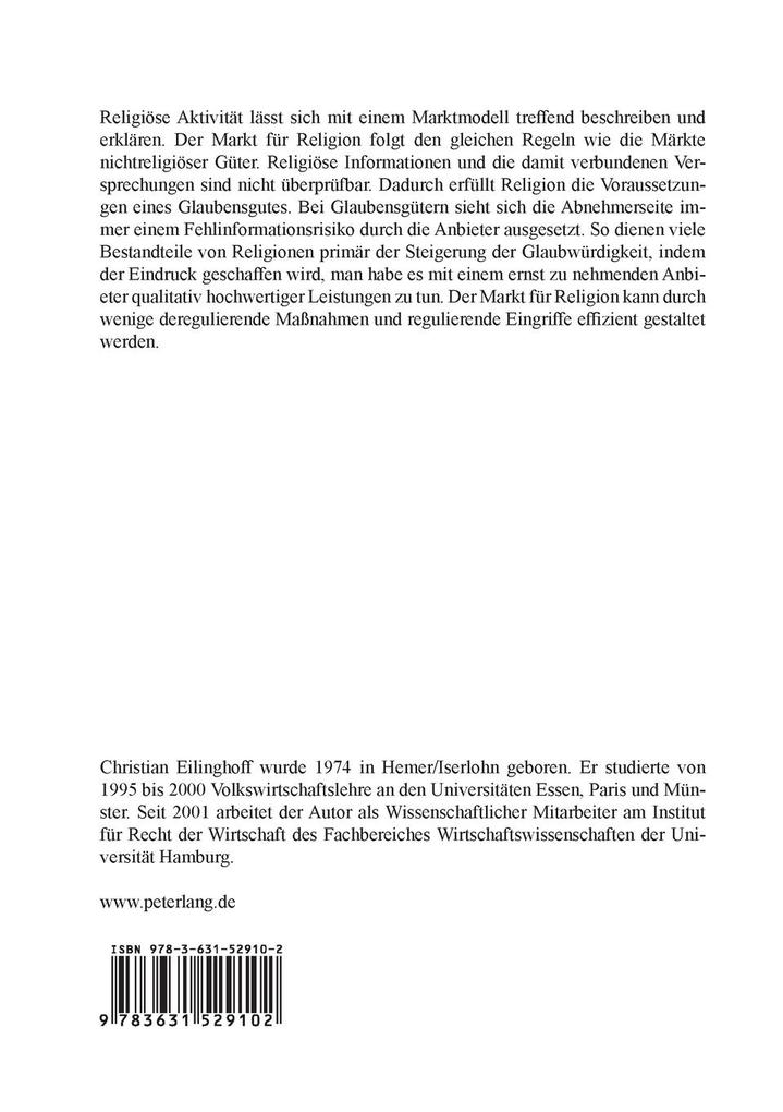 Weitere Ansicht: Ökonomische Analyse der Religion | Christian Eilinghoff