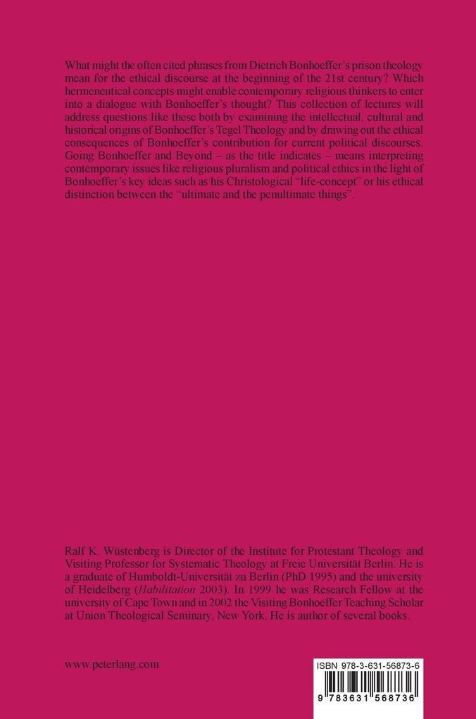 Weitere Ansicht: Bonhoeffer and Beyond | Ralf K. Wüstenberg
