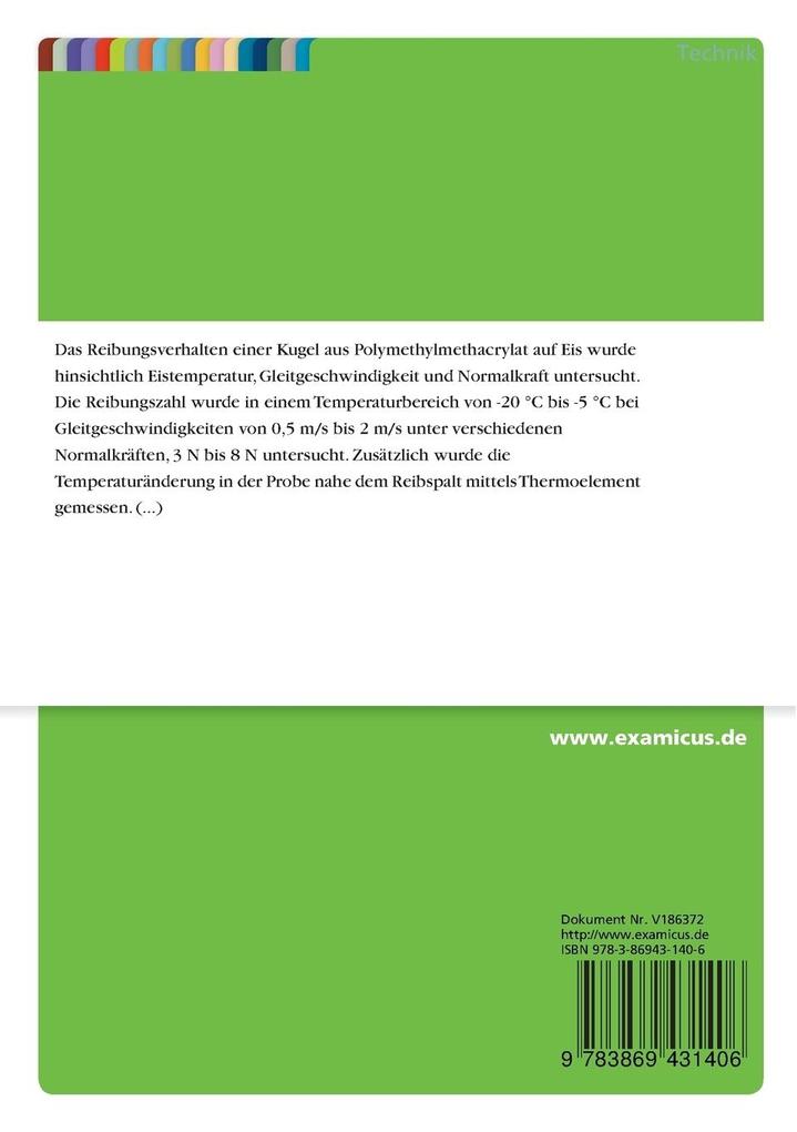 Weitere Ansicht: Abschätzung der Wärmeströme bei der Reibung von metallischen Werkstoffen auf Eis | Rene Kallmeyer