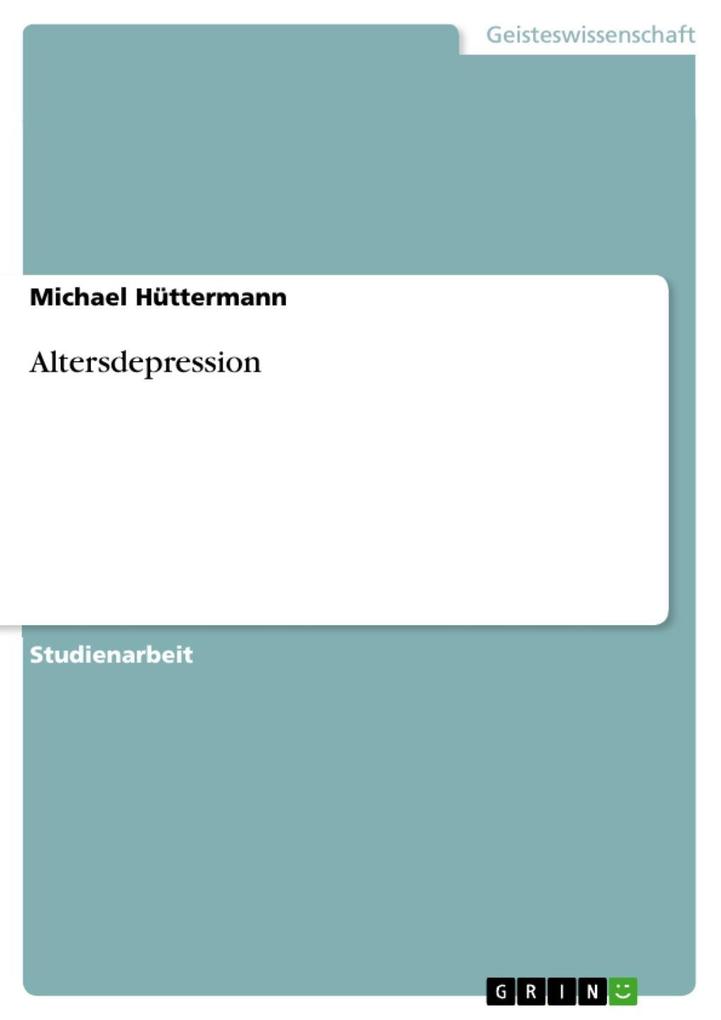 Produktbild: Altersdepression | Michael Hüttermann
