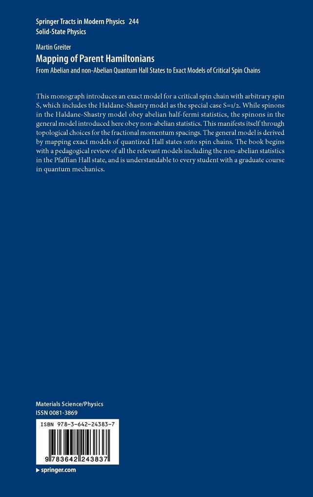Weitere Ansicht: Mapping of Parent Hamiltonians | Martin Greiter