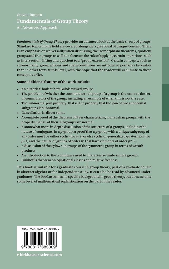 Weitere Ansicht: Fundamentals of Group Theory | Steven Roman