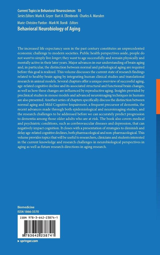 Weitere Ansicht: Behavioral Neurobiology of Aging
