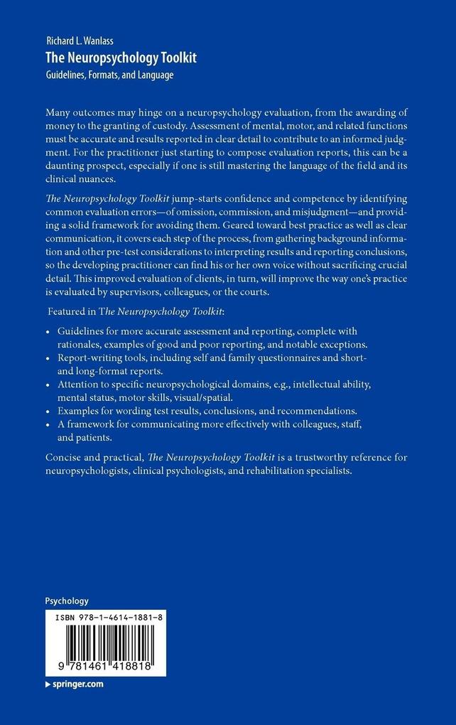 Weitere Ansicht: The Neuropsychology Toolkit | Richard L. Wanlass