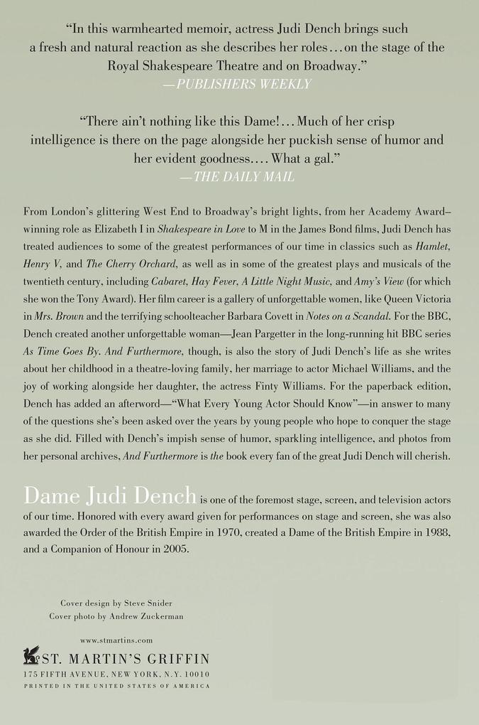 Weitere Ansicht: AND FURTHERMORE | Judi Dench