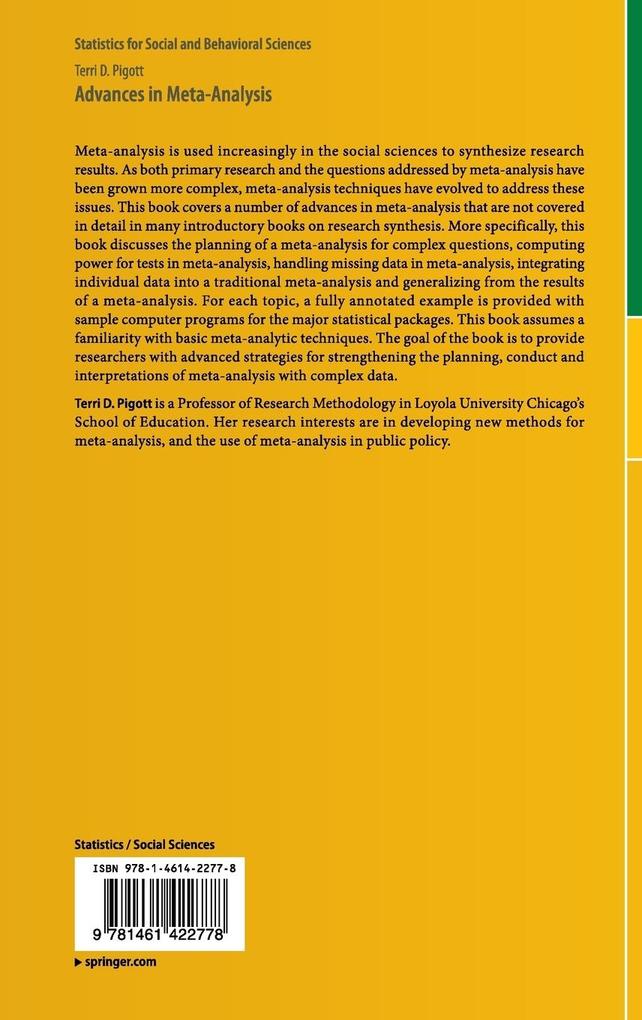 Weitere Ansicht: Advances in Meta-Analysis | Terri Pigott