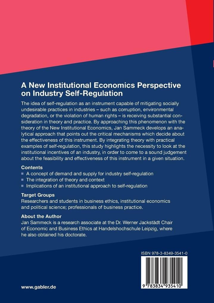 Weitere Ansicht: A New Institutional Economics Perspective on Industry Self-Regulation | Jan Sammeck