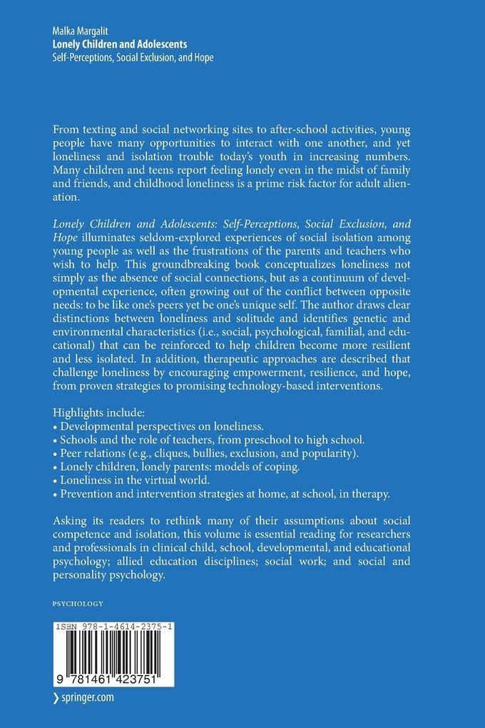 Weitere Ansicht: Lonely Children and Adolescents | Malka Margalit