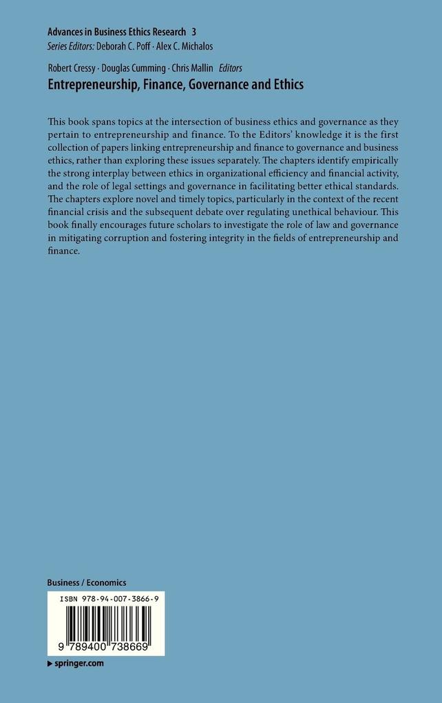 Weitere Ansicht: Entrepreneurship, Finance, Governance and Ethics