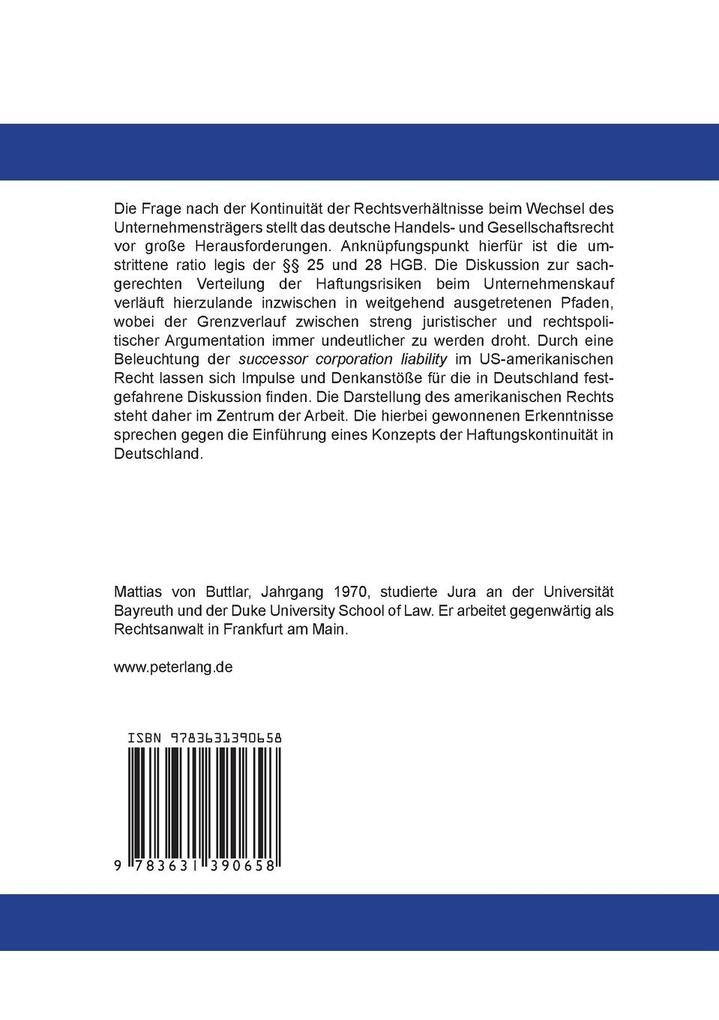 Weitere Ansicht: Haftungsrisiken beim Unternehmenskauf in den USA | Mattias von Buttlar