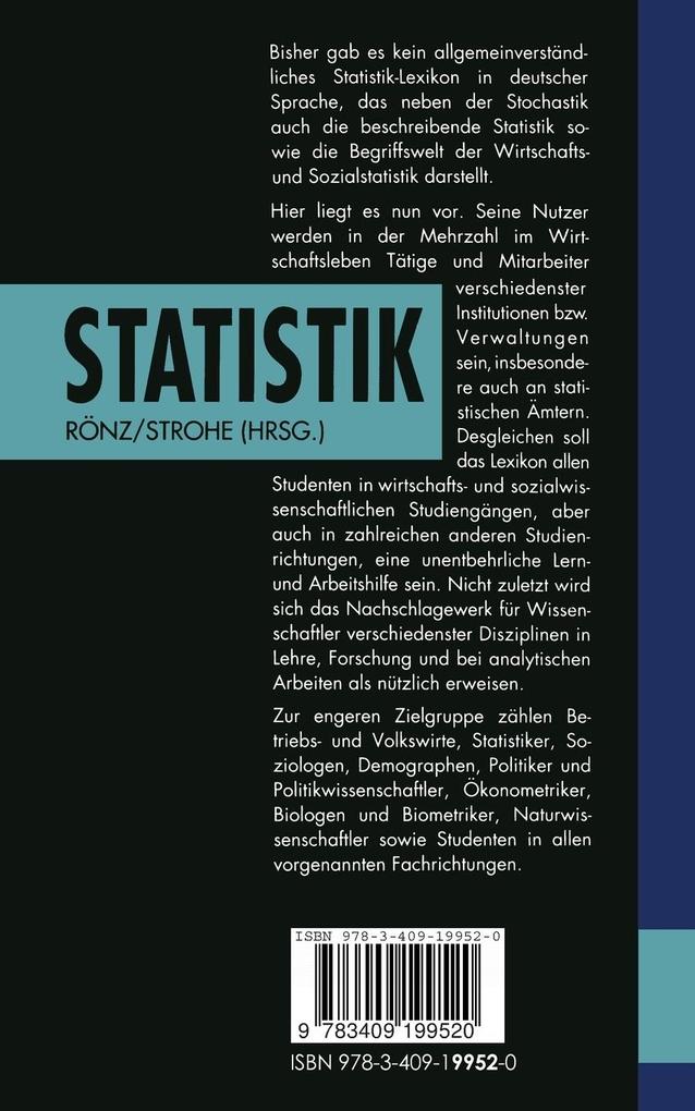 Weitere Ansicht: Lexikon Statistik | Hans Gerhard Strohe