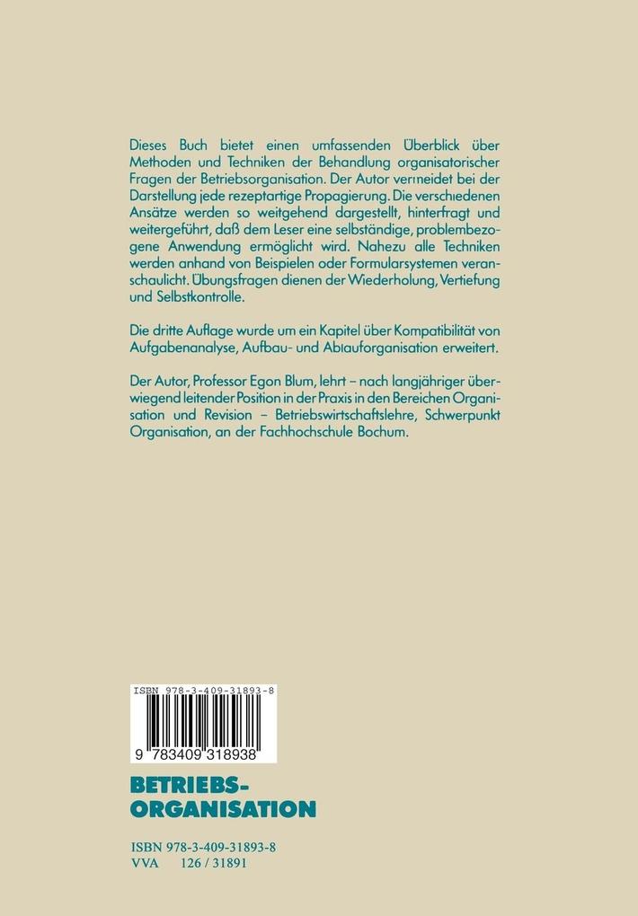 Weitere Ansicht: Betriebsorganisation | Egon Blum