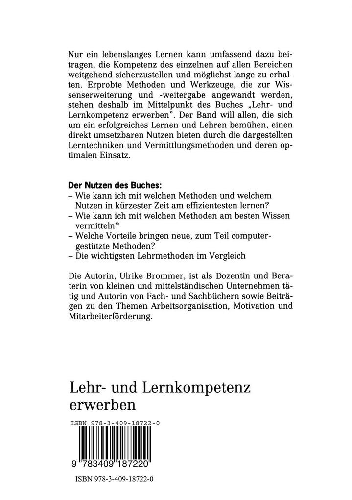 Weitere Ansicht: Lehr- und Lernkompetenz erwerben | Ulrike Brommer