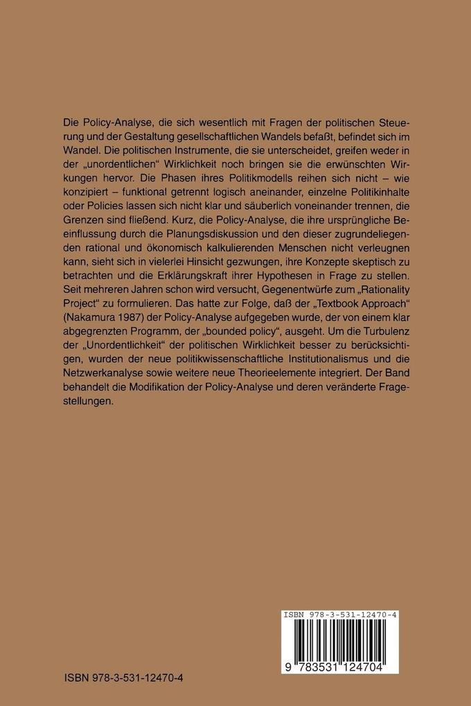 Weitere Ansicht: Policy-Analyse | Michael Kreile, Herfried Münkler, Manfred G. Schmidt, Adrienne Heritier