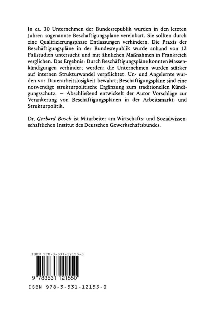 Weitere Ansicht: Qualifizieren statt entlassen | Gerhard Bosch