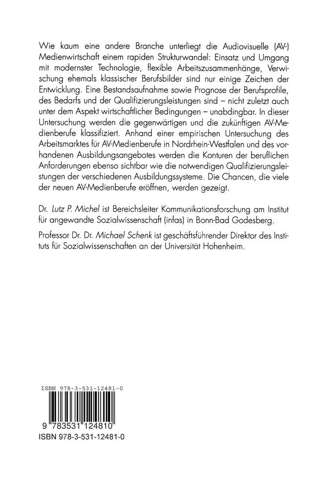Weitere Ansicht: Audiovisuelle Medienberufe | Michael Schenk
