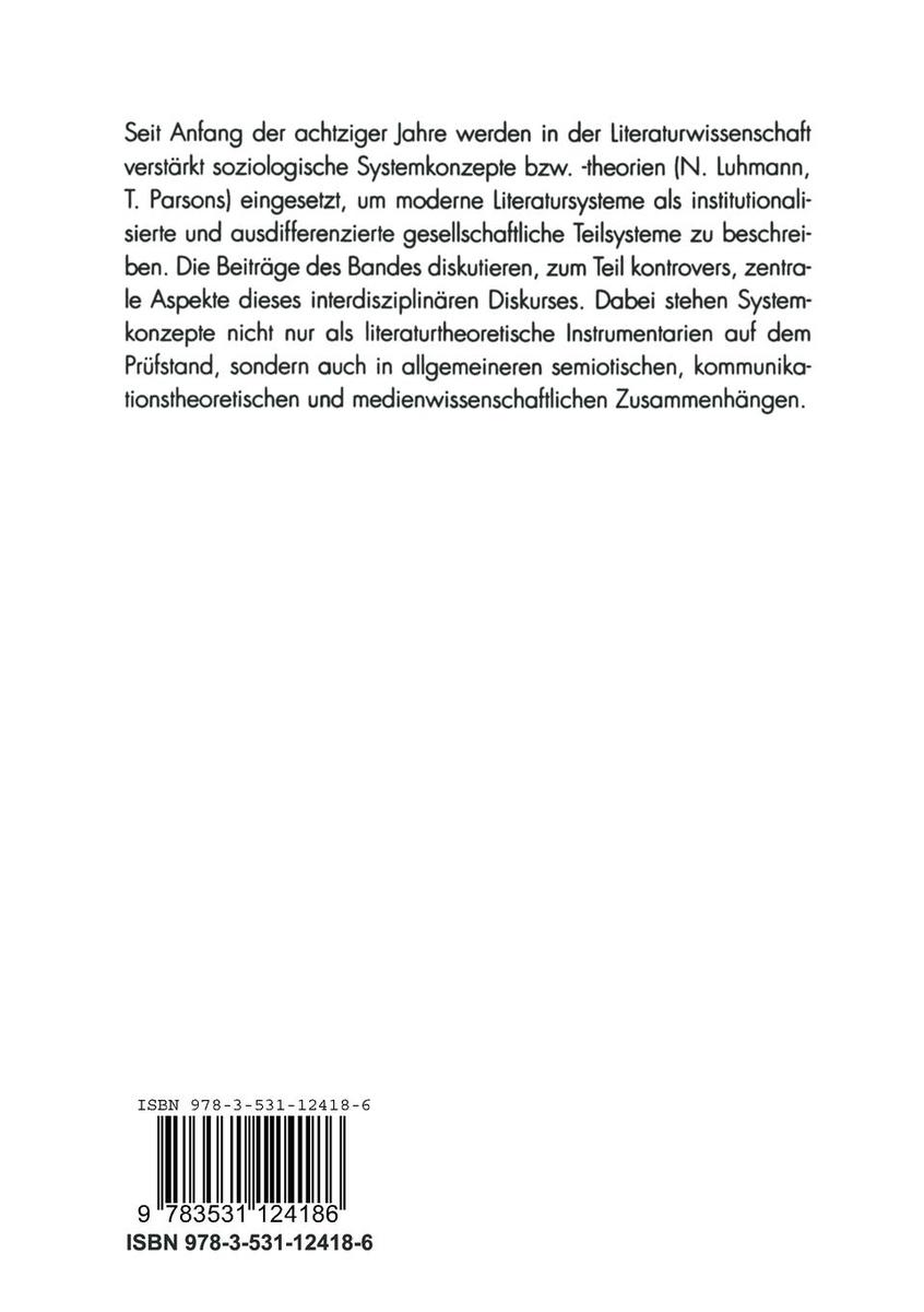 Weitere Ansicht: Literaturwissenschaft und Systemtheorie