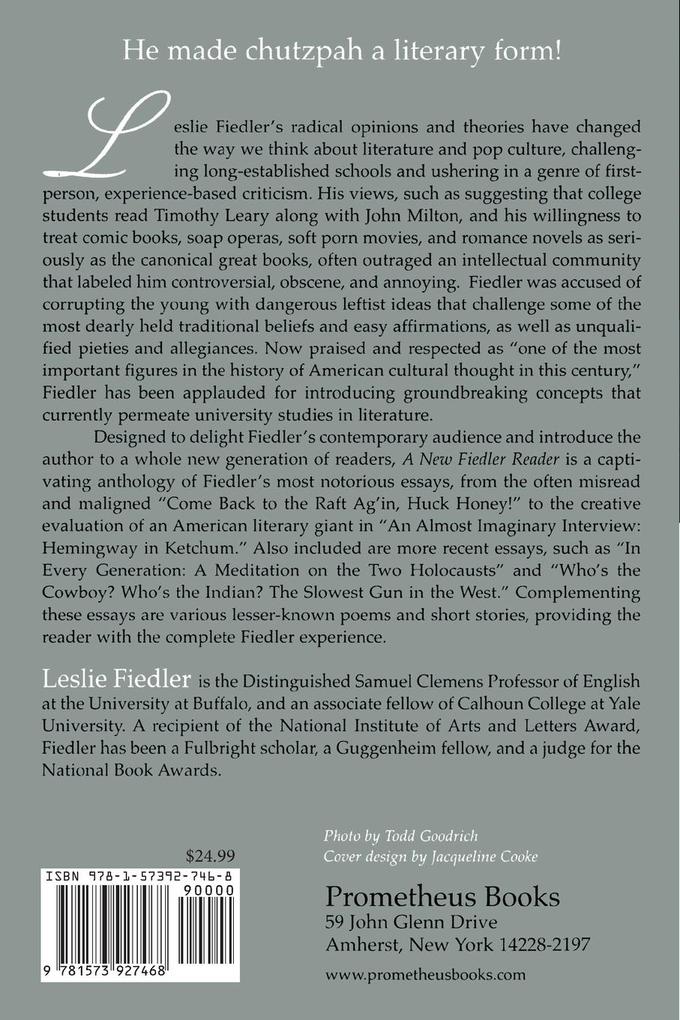 Weitere Ansicht: A New Fiedler Reader | Leslie Fiedler