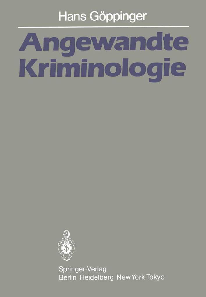 Produktbild: Angewandte Kriminologie | H. Göppinger