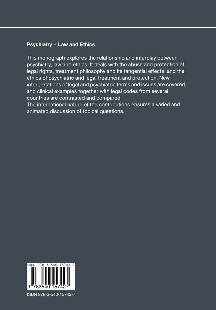 Weitere Ansicht: Psychiatry - Law and Ethics | Amnon Carmi, Albert Hefez, Stanley Schneider